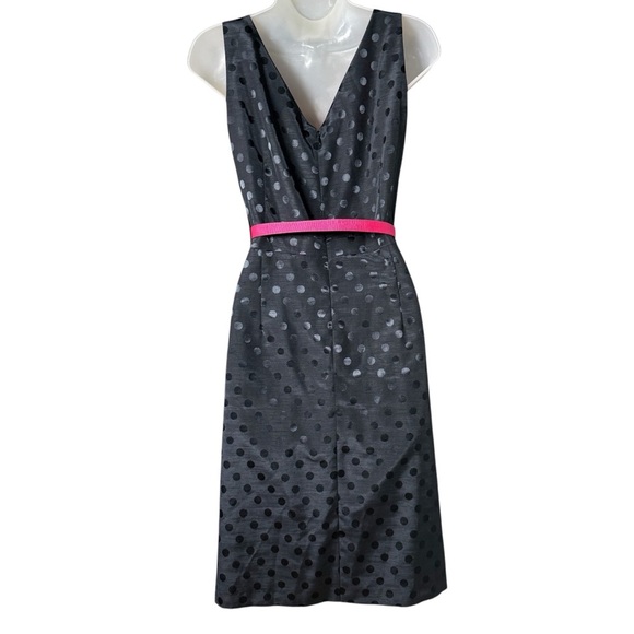 Tahari Levine NWT Size 10 Polka Dot Fit & Flare Dress Pink Belt Midi NWT $129 - Picture 5 of 8